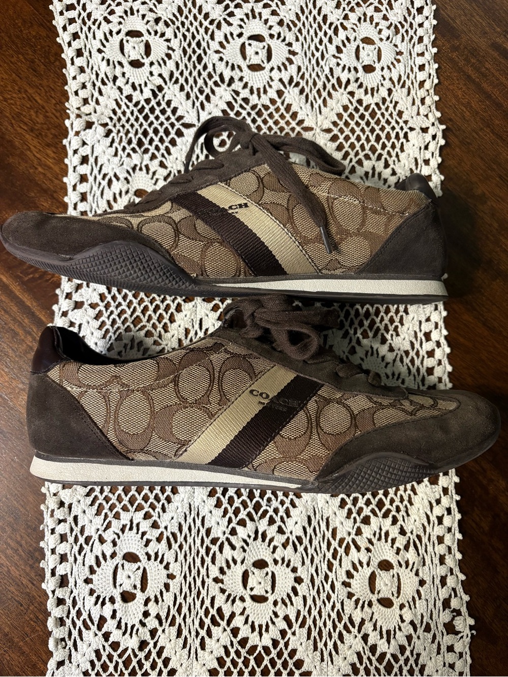 Coach Women's Brown and Tan Signature Canvas Sneakers